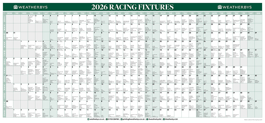 2026 Racing Fixtures Wall Planner